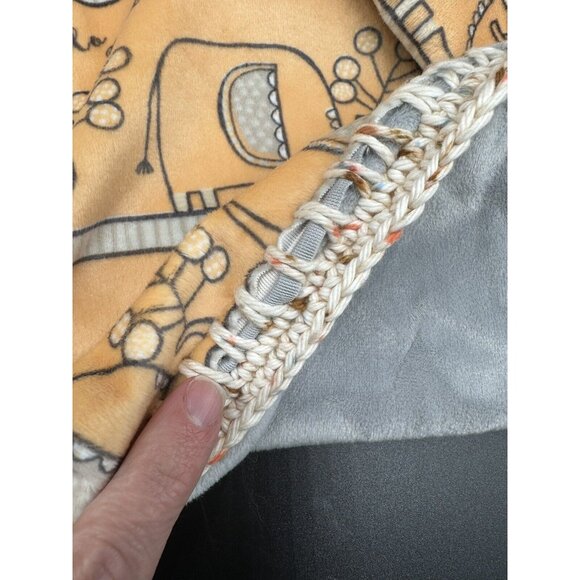 Baby Blanket Elephants Stars Handmade Orange Gray Gender Neutral Soft 27 X 34 - Picture 9 of 11